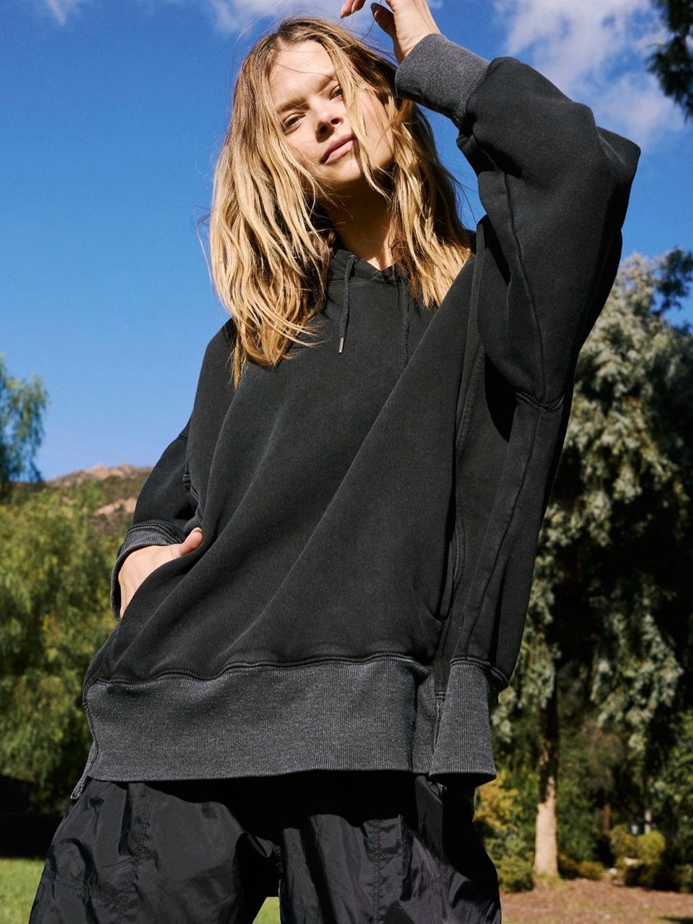 FP Movement by Free People Washed Black Oversized Hoodie